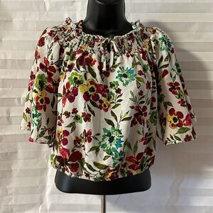 By & By Girl Off Shoulder Floral Peasant Blouse Size Large Casual Top